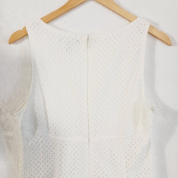 Chaps, Cream Eyelet Dress, Size 12, Sleeveless, Wide Neck, Zip Back - Picture 10 of 16